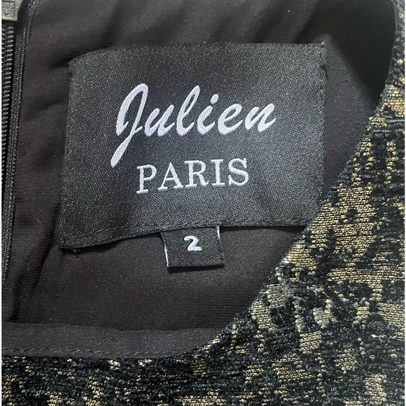 Julien Paris size 2 metallic gold black sleeveless dress - Picture 8 of 12